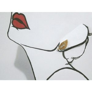 Vintage calla lily w/ rhinestones clip on earrings